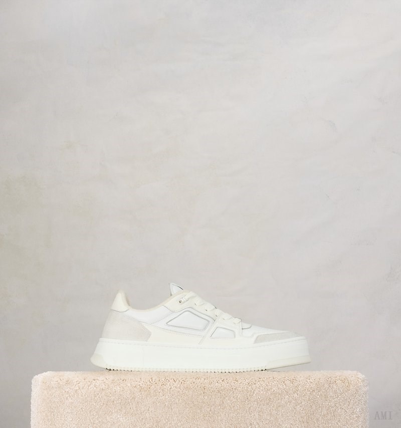 Ami Paris Low Top Ami Arcade Sneakers Blanche Blanche Femme | BOW-95074368