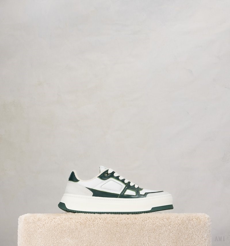 Ami Paris Low Top Ami Arcade Sneakers Blanche Vert Femme | IAX-04787167