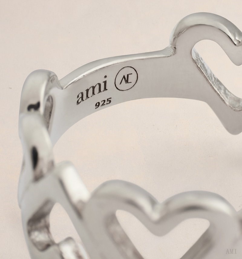 Ami Paris Upside Down Hearts Ring Argent Femme | ZKY-39716451