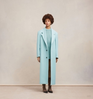 Ami Paris Three Buttons Oversized Coat Turquoise Femme | ASJ-25563034