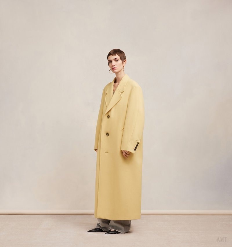 Ami Paris Three Buttons Oversized Coat Jaune Clair Blanche Femme | WOV-19002681