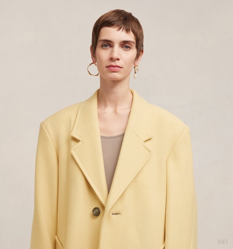 Ami Paris Three Buttons Oversized Coat Jaune Clair Blanche Femme | WOV-19002681