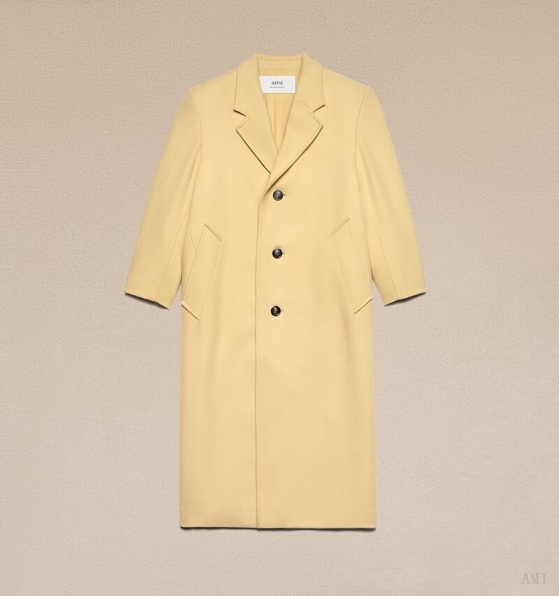 Ami Paris Three Buttons Oversized Coat Jaune Clair Blanche Femme | WOV-19002681