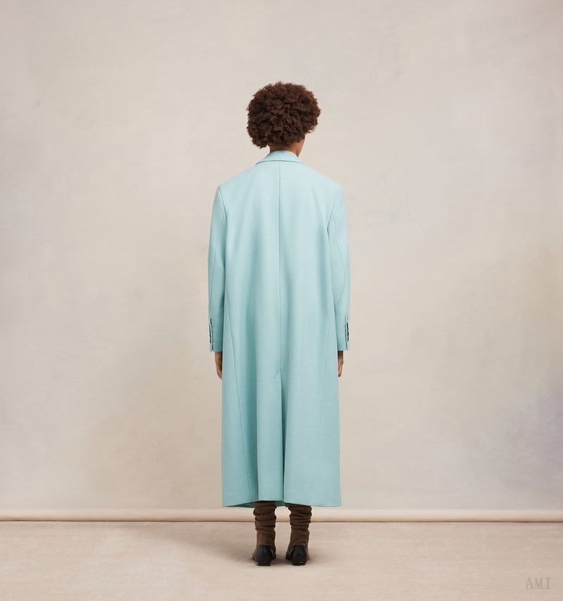 Ami Paris Three Buttons Oversized Coat Turquoise Femme | ASJ-25563034