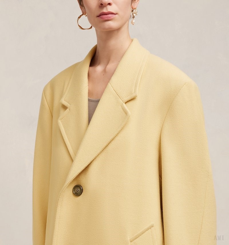 Ami Paris Three Buttons Oversized Coat Jaune Clair Blanche Femme | WOV-19002681