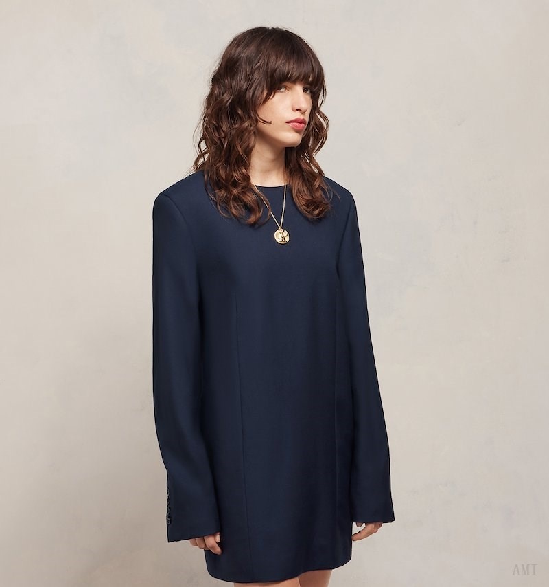 Ami Paris Tailored Corta Robe Bleu Marine Bleu Femme | QTB-66237235