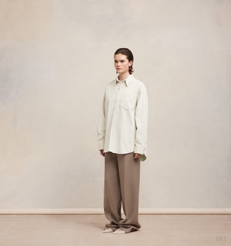 Ami Paris Oversize Overshirt With Patch Pocket Blanche Femme | RBM-08342075