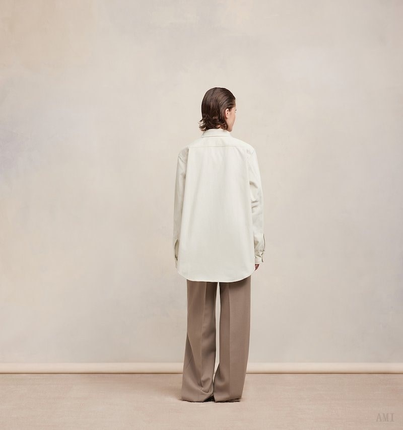 Ami Paris Oversize Overshirt With Patch Pocket Blanche Femme | RBM-08342075