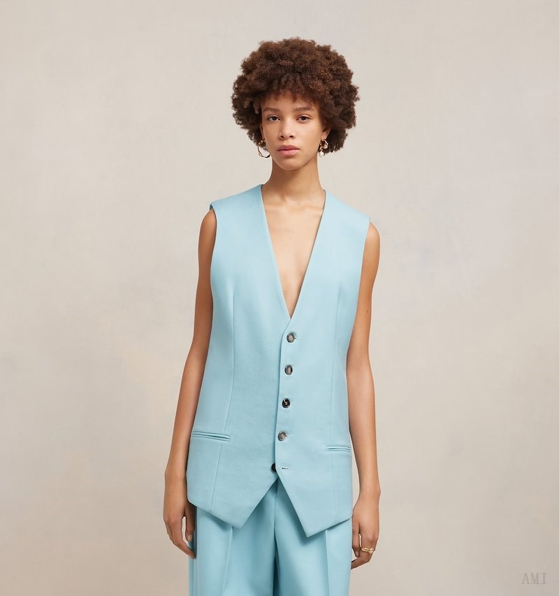 Ami Paris Waistcoat Turquoise Femme | ZPX-62429421