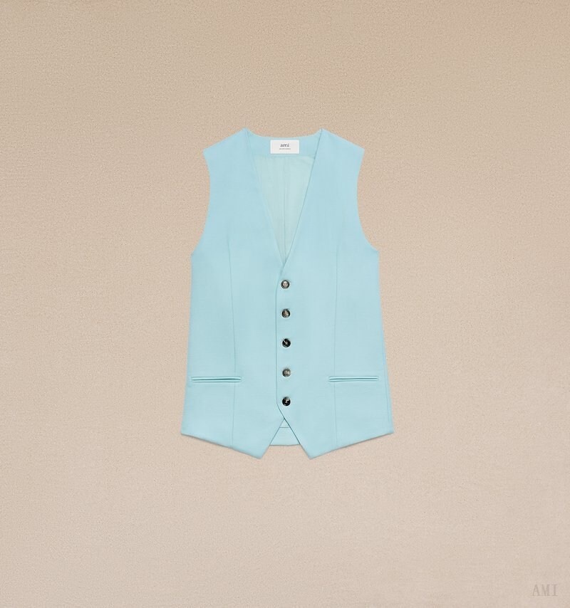 Ami Paris Waistcoat Turquoise Femme | ZPX-62429421