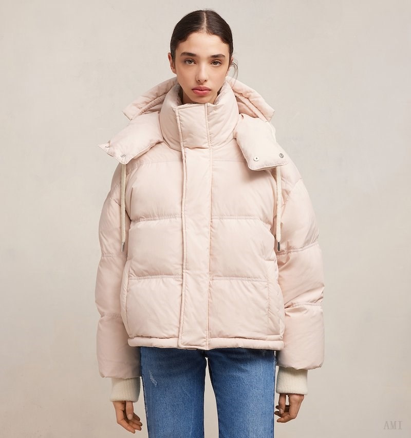 Ami Paris Ami Alexandre Mattiussi Down Jacket Beige Rose Femme | PQZ-68585436