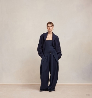 Ami Paris Jumpsuit With Floating Panels Bleu Femme | JEP-63884305