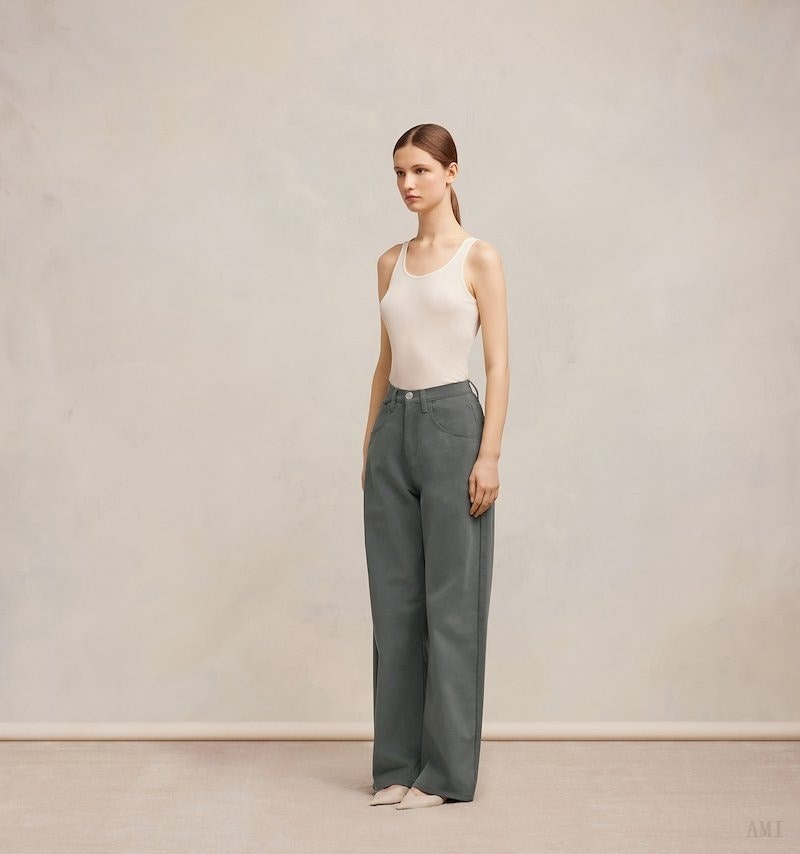 Ami Paris Droit Relaxed Trousers Grise Femme | XQT-26263821