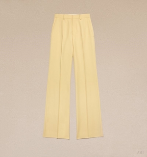 Ami Paris Flare Fit Trousers Jaune Clair Blanche Femme | FWD-67151078