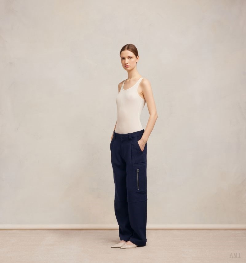 Ami Paris Cargo Pants Bleu Femme | EUY-37886714