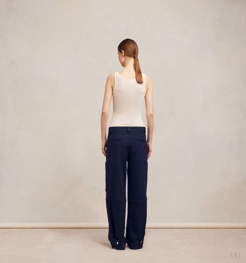 Ami Paris Cargo Pants Bleu Femme | EUY-37886714