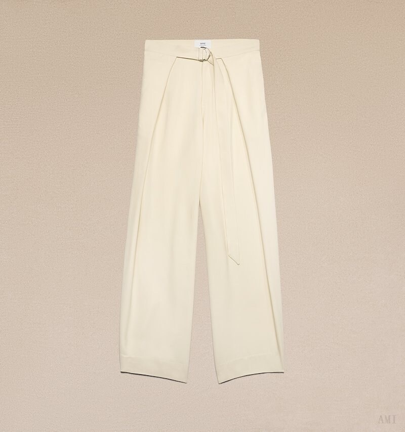 Ami Paris Larges Fit Trousers With Floating Panels Blanche Femme | MLB-14170313