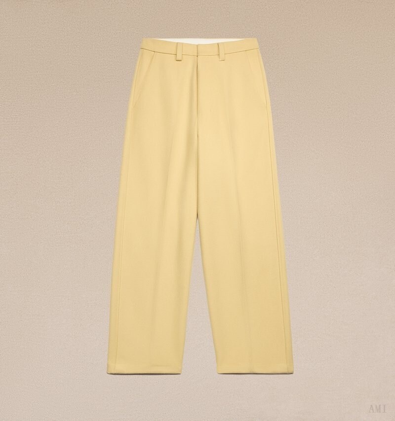 Ami Paris Larges Fit Trousers Jaune Clair Blanche Femme | GMT-80149961