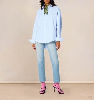 Ami Paris Button Down Ami de Coeur Shirt Bleu Femme | AJK-90410546