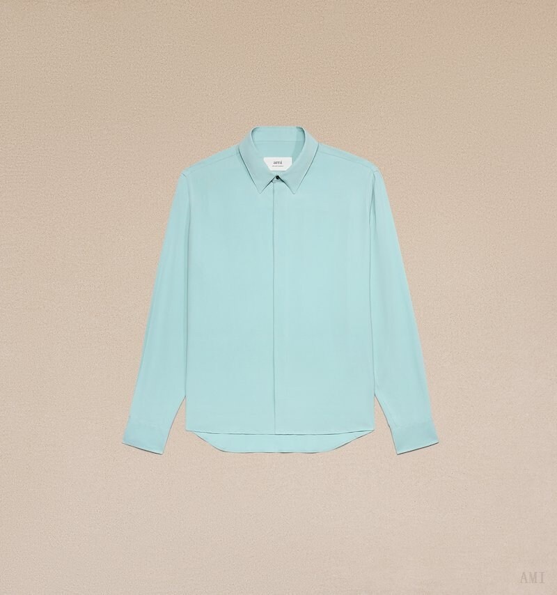 Ami Paris Hidden Tab Shirt Turquoise Femme | VMW-67406611