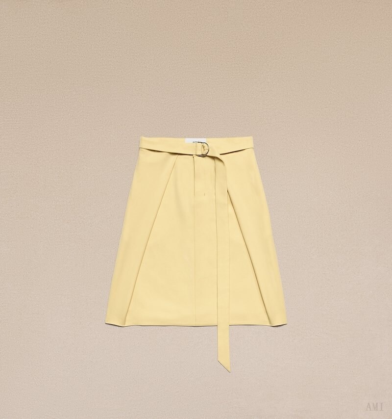 Ami Paris A Line Skirt With Floating Panels Jaune Clair Blanche Femme | CWR-70460677