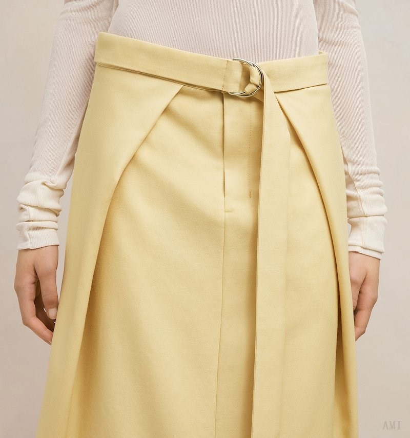 Ami Paris A Line Skirt With Floating Panels Jaune Clair Blanche Femme | CWR-70460677