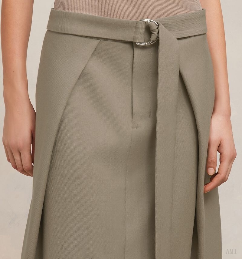 Ami Paris A Line Skirt With Floating Panels Grise Marron Femme | IFG-43699069