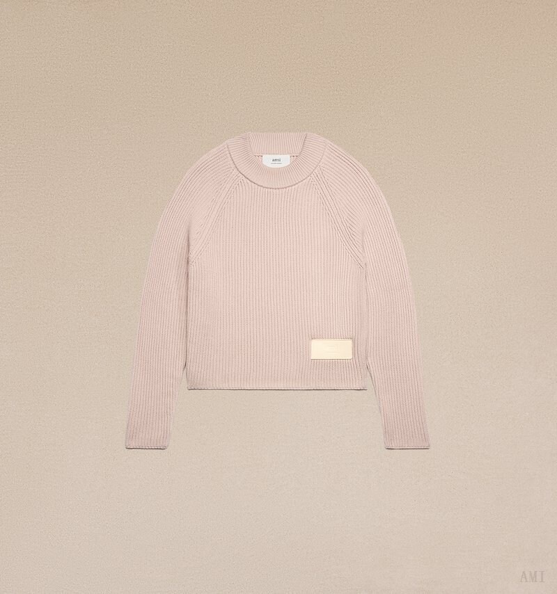 Knitwear Ami Paris Ami Label Pull Beige Rose Femme | BYK-47303852