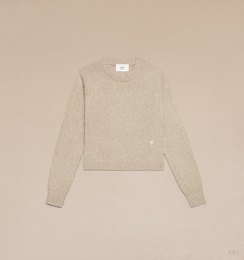 Knitwear Ami Paris Tonal Ami De Coeur Pull Champagne Femme | WBY-88668465