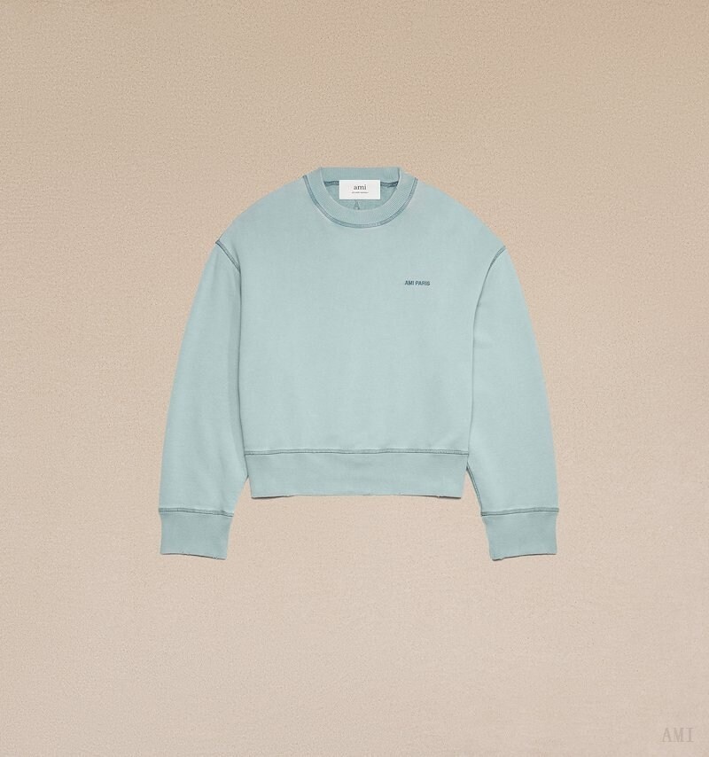 Ami Paris Fade Out Sweatshirt Turquoise Femme | LXH-29550457