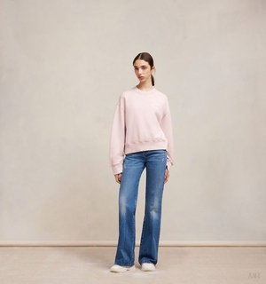 Ami Paris Fade Out Sweatshirt Beige Rose Femme | PHP-22068743