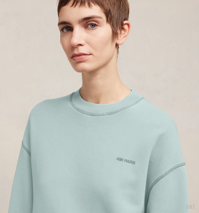 Ami Paris Fade Out Sweatshirt Turquoise Femme | LXH-29550457