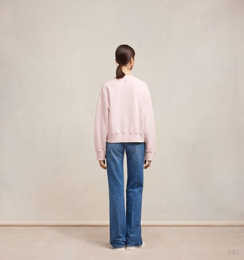 Ami Paris Fade Out Sweatshirt Beige Rose Femme | PHP-22068743