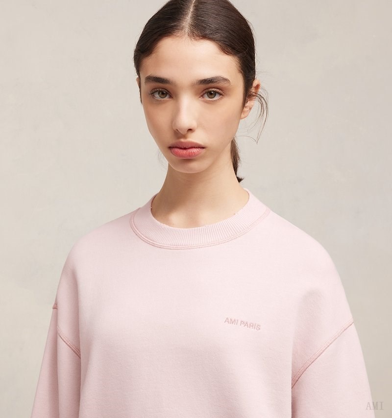 Ami Paris Fade Out Sweatshirt Beige Rose Femme | PHP-22068743