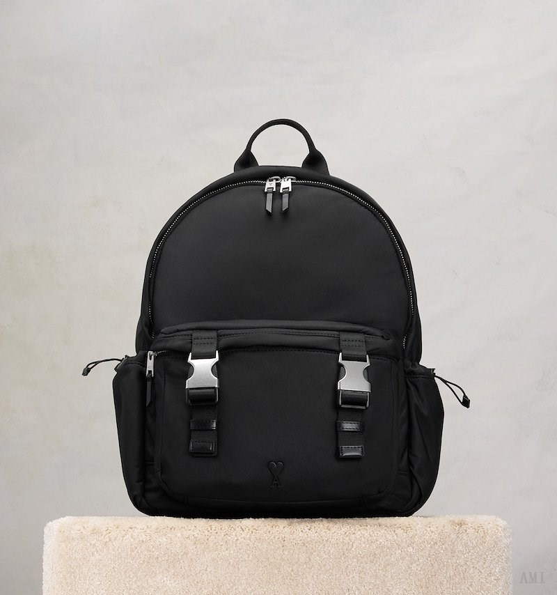 Ami Paris Ami De Coeur Backpack Noir Femme | KMJ-99754244