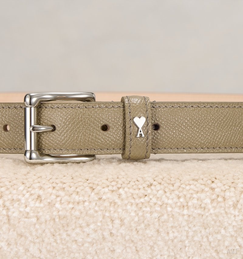 Ami Paris Ami De Coeur Belt 25 Mm Grise Marron Femme | ENV-71930059