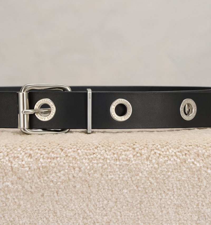 Ami Paris Ami Paris Engraved Eyelets Belt 30 Mm Noir Femme | WQG-11799286