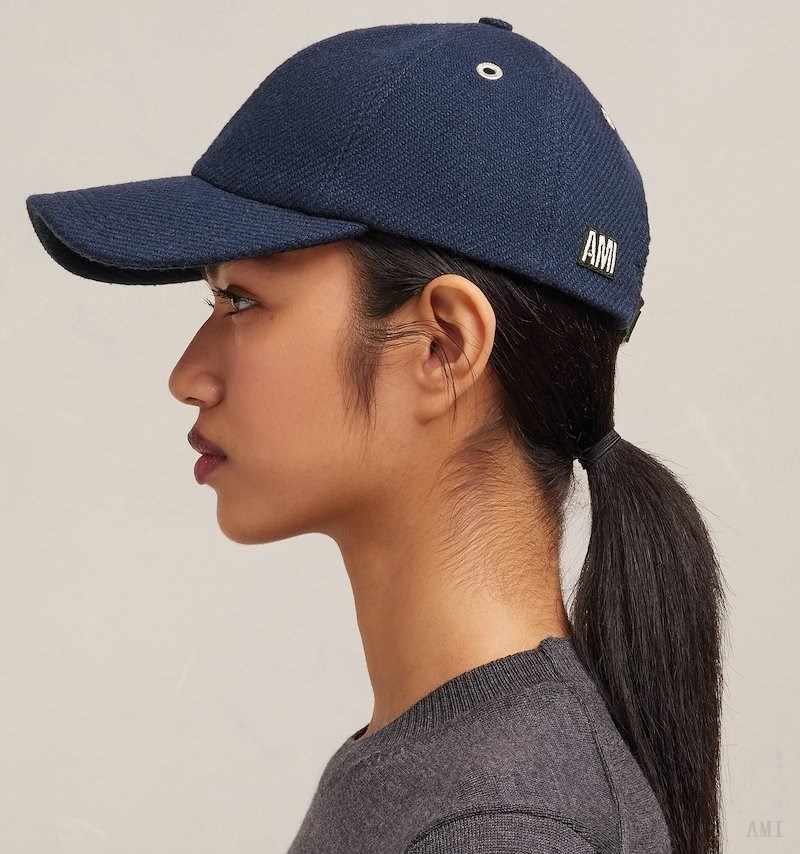 Ami Paris Ami Patch Cap Bleu Femme | YJX-06217240