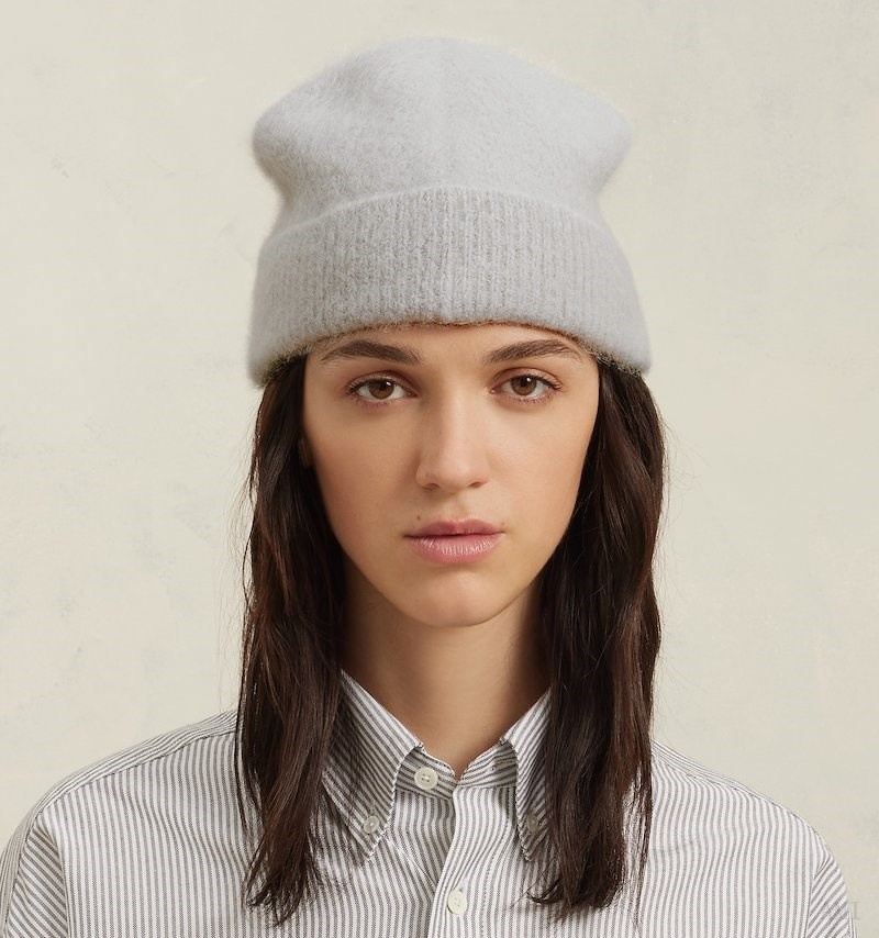 Ami Paris Cloudy Laine Ami de C?ur Beanie Grise Blanche Femme | OUK-62403478