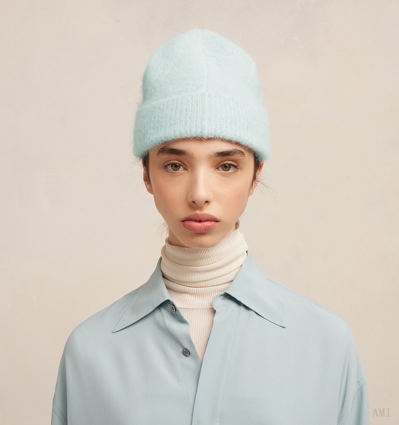 Ami Paris Cloudy Laine Ami de C?ur Beanie Turquoise Blanche Femme | GDX-71970038