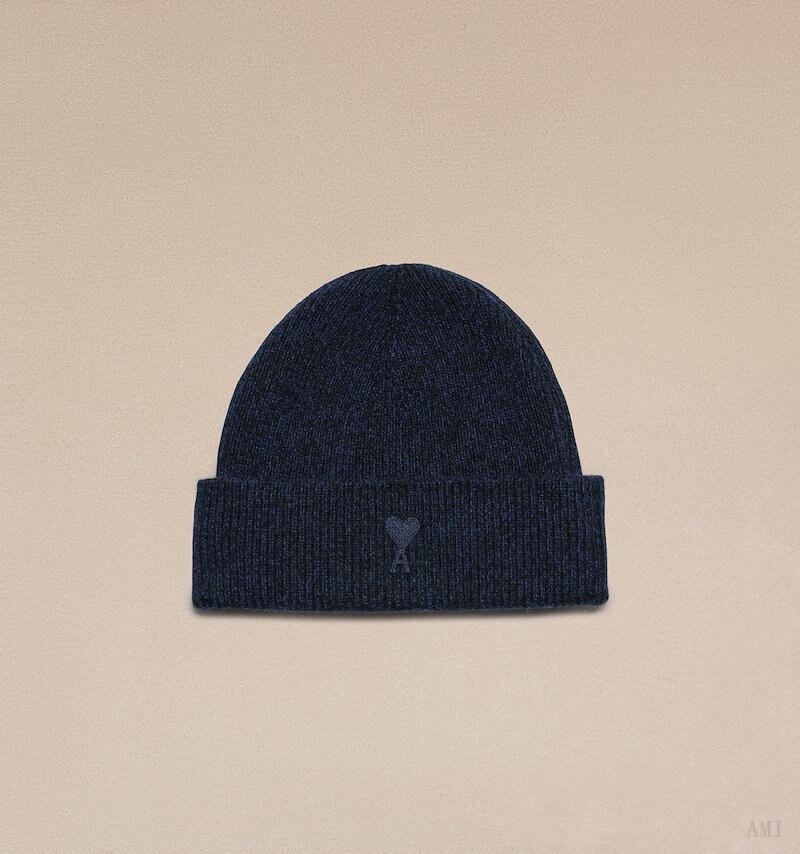 Ami Paris Tonal Ami De Coeur Beanie Bleu Femme | RZY-25458066