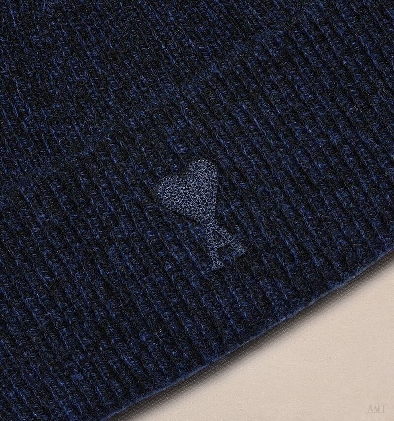 Ami Paris Tonal Ami De Coeur Beanie Bleu Femme | RZY-25458066