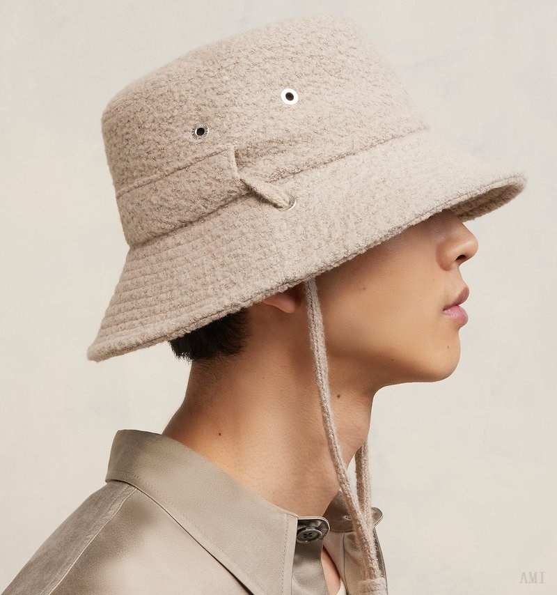 Ami Paris Ami De Coeur Bucket Hat With String Beige Femme | KXU-95772985