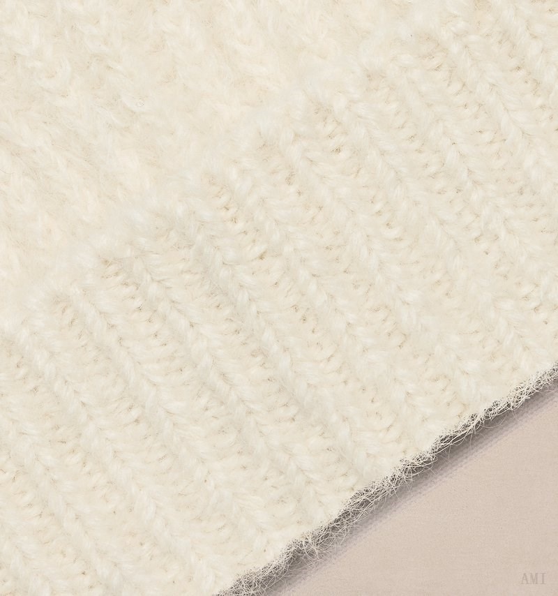 Ami Paris Nervuré Chunky Beanie Blanche Femme | HVR-59163346