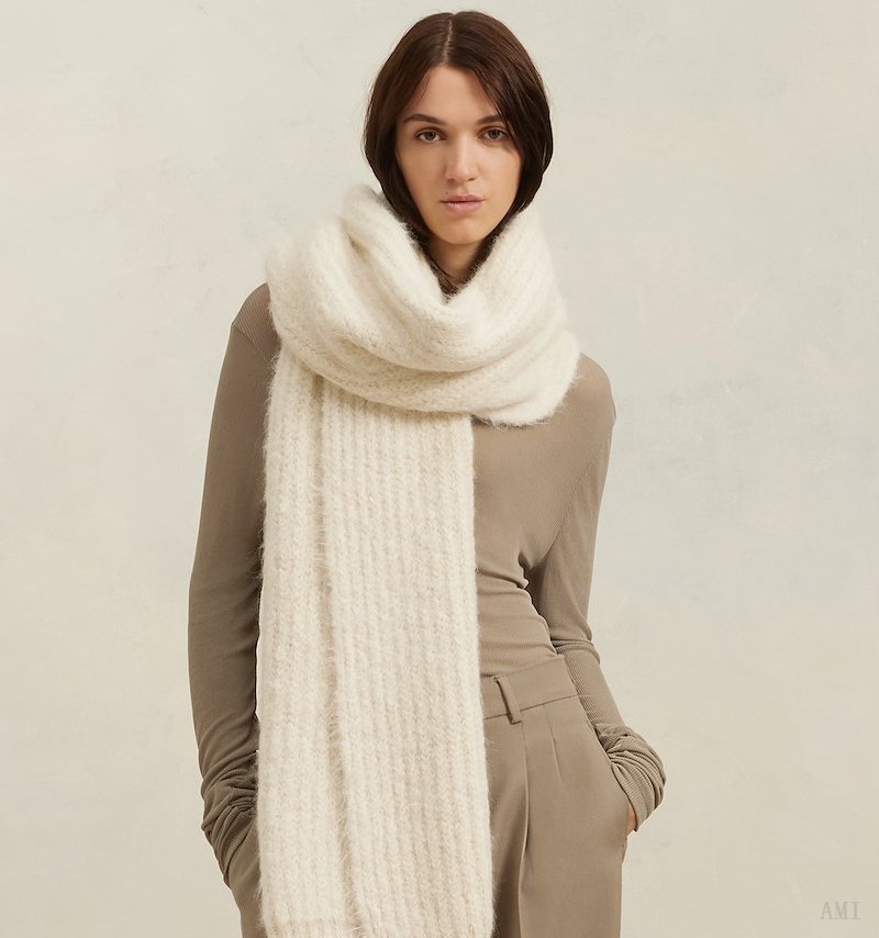 Ami Paris Nervuré Chunky Scarf Blanche Femme | FDP-41451400