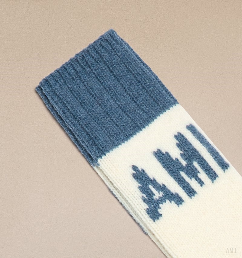 Ami Paris Ami Logo Socks Bleu Femme | TRU-19670284