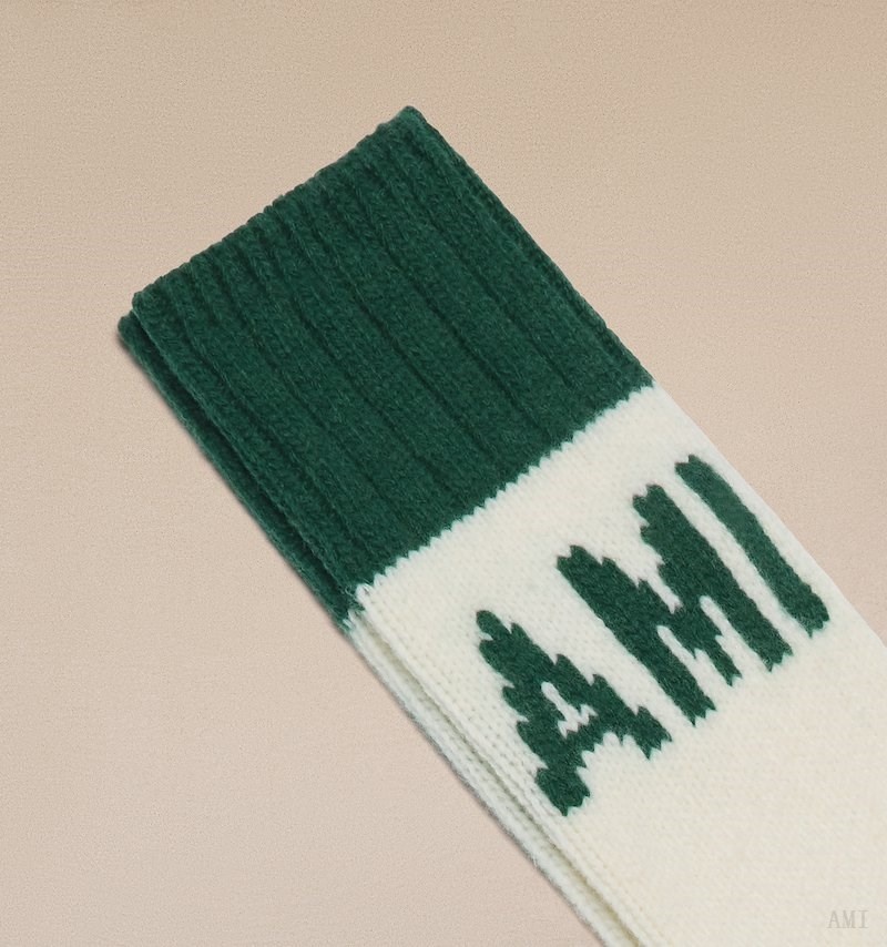 Ami Paris Ami Logo Socks Vert Femme | DWH-21399942