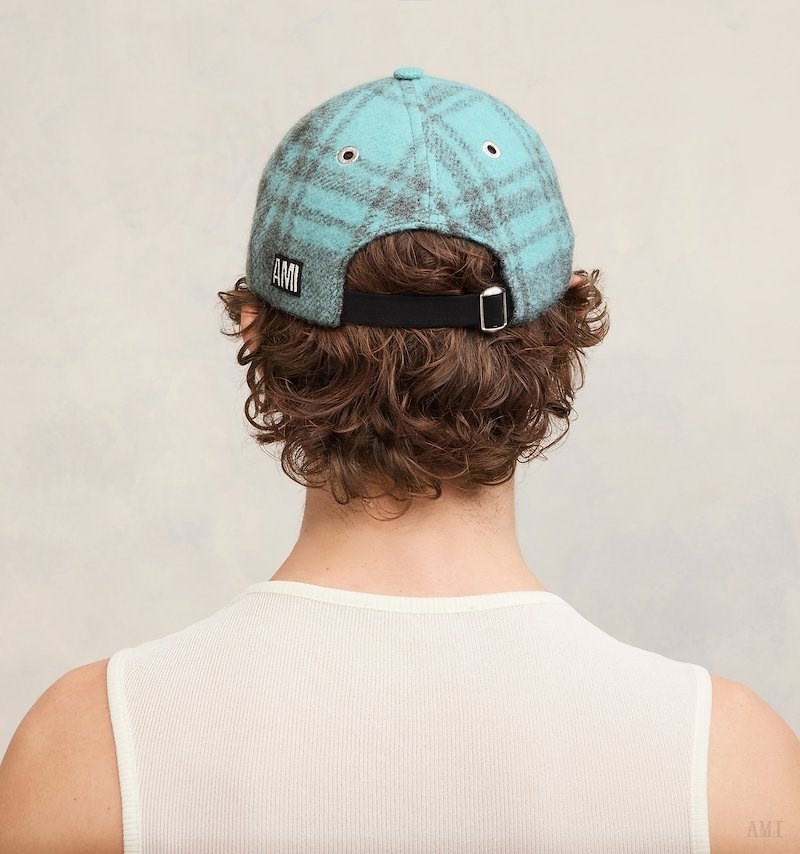 Ami Paris Ami Patch Cap Turquoise Grise Femme | QEG-30487737