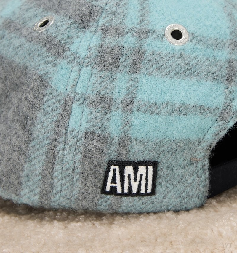 Ami Paris Ami Patch Cap Turquoise Grise Femme | QEG-30487737