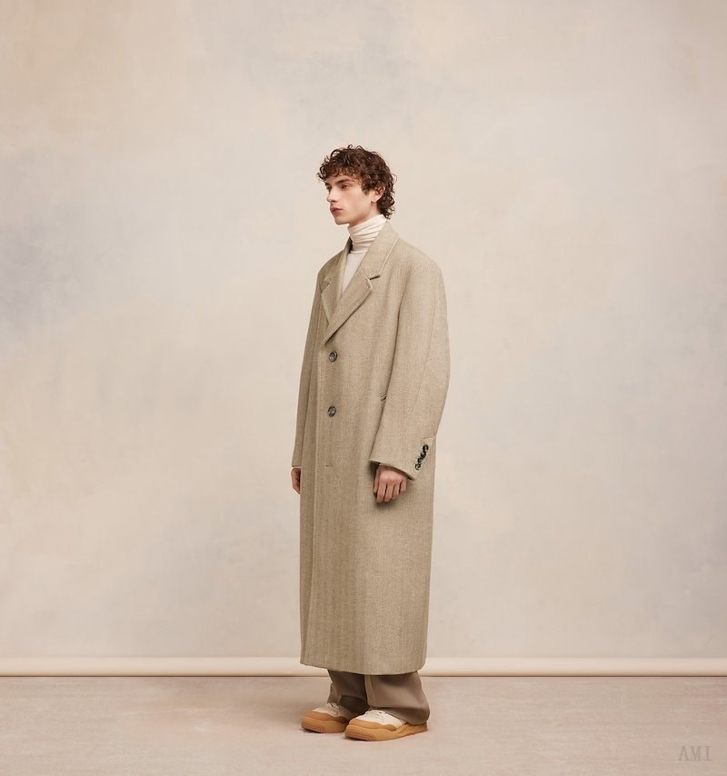 Ami Paris Oversized Coat Blanche Homme | KWG-23200577